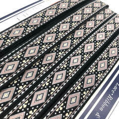 ss7762　DARIN チロリアンテープ 幅18mm 2巻 ブルー＆グレー ブラック エスニック調？ 144-7203 リボン 幅1.8cm ハンドメイド 手芸 リボン 装飾テープ エンブリボン 中古の画像