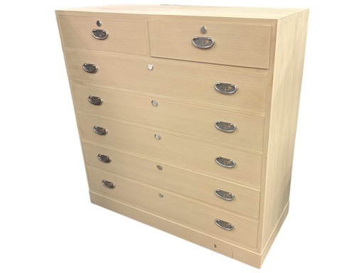 NO.2604 加茂桐箪笥 桐たんす 6段 鍵付き 収納 家具 中古