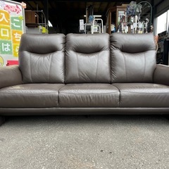 ニトリ　3人掛け 本革 レザーソファNALTA KD ダークブラウン ハイバックソファ 3P 中古品 ③の画像