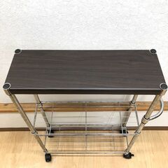 stp-3457　スリムワゴン　3段　19×62×81cm　メタルワゴン　隙間ワゴン　スチールワゴン　キャスター付　スチール　ワイヤー　ラック　棚　キッチン　すき間収納の画像