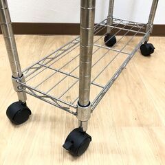 stp-3457　スリムワゴン　3段　19×62×81cm　メタルワゴン　隙間ワゴン　スチールワゴン　キャスター付　スチール　ワイヤー　ラック　棚　キッチン　すき間収納の画像