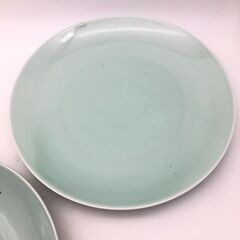 stp-3461　中華大皿　3枚セット　直径約36cm　青磁　3種　特大　盛皿　大皿料理　パーティ　バイキング　大盛　飲食店の画像