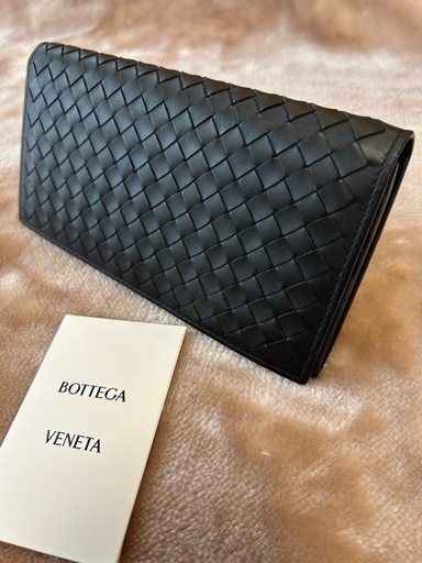 BOTTEGA VENETA ボッテガ・ヴェネタ ボッテガヴェネタ ボッテガベネタロングウォレット フラップ式二つ折り長財布 二つ折り財布折財布さいふサイフ小銭入れ有ブラック黒色イントレチャートレザー本革牛革横幅19高10マチ2.5イタリア製メンズ男性用紳士
