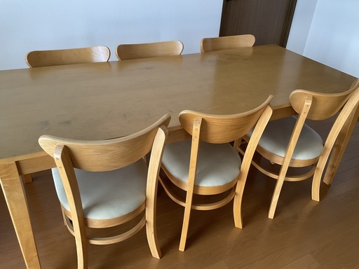 ダイニングテーブル・チェア6脚セット（180㎝×80㎝×高70㎝）