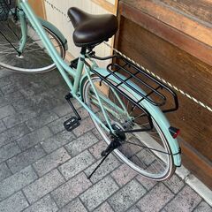 リサイクルショップどりーむ荒田店　No544 自転車　シティサイクル　２７インチ　アサヒ　LEDライト付き♪　状態良好♪　オシャレなミントカラー♪の画像