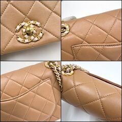 NR31　md18617tm【CHANEL】マトラッセ　ピンク×ブラウンベージュ　ゴールド金具の画像