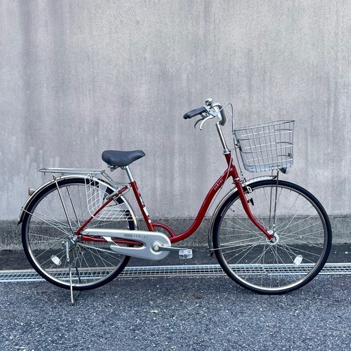 【お譲り先決定】ブリヂストン26インチ変速なしオートLEDライト ワインレッド