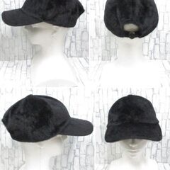 ( M-969 )GU ジーユー シャギーキャップ ブラック 黒 帽子 261-351374 頭囲調節可能 中古の画像