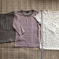 used 女子 140 秋冬 長袖 防寒 ズボン スカート シャツ 肌着 セットの画像