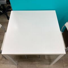 【お売りします】 IKEA　MELLTORP 15288　白い角テーブル　LAVER 15540　ダイニングチェア　2個の画像