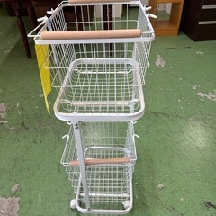 【ドリーム川西店御来店限定】☆ジモティー見たよ♪割引☆ワイヤーバスケット　ホワイト／クリーニング済み【2125560000032087】の画像