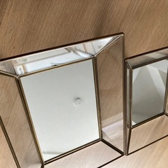 ガラス製ミラー付きインテリアトレイ　アクセサリーケース　の画像