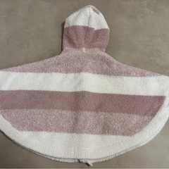 ジェラピケ　ジェラートピケ　ベビーポンチョ　ピンク　白　ホワイト　フード付きの画像