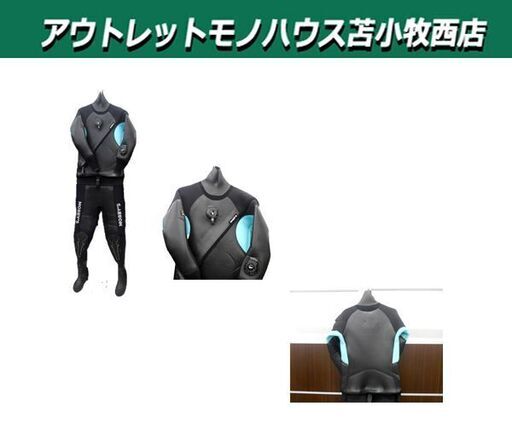 モービズ MOBBY'S ドライスーツ レディース クロスチェストジッパー 全長170㎝ ブーツ23~24㎝ ブラック×ブルー ダイビング 苫小牧西店
