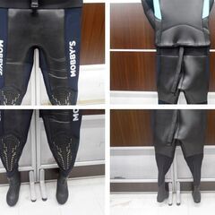 モービズ MOBBY'S ドライスーツ レディース クロスチェストジッパー 全長170㎝ ブーツ23~24㎝ ブラック×ブルー ダイビング 苫小牧西店の画像