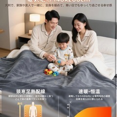 電気毛布 敷き 掛け 電気膝掛け 電気ブランケット 200×140cmの画像