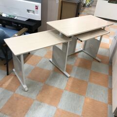 【ジャングルジャングル石川金沢店】  デスク ホワイト/木目調 W最長160 折りたたみ時 100×D50×H73　折りたたみ部分 60 クリーニング済み												の画像