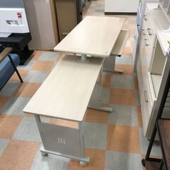 【ジャングルジャングル石川金沢店】  デスク ホワイト/木目調 W最長160 折りたたみ時 100×D50×H73　折りたたみ部分 60 クリーニング済み												の画像