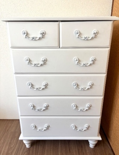 アンティーク　家具　ヴィンテージ　姫家具　ホワイト　ウッド　チェスト　タンス　猫足