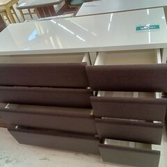 リユースのサカイ栃木店★ジモティ割あり★ NITORI チェスト ダークブラウン×ホワイト W119.6×D42.2×H94.7 クリーニング済み TC11137の画像