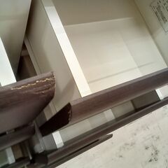 リユースのサカイ栃木店★ジモティ割あり★ NITORI チェスト ダークブラウン×ホワイト W119.6×D42.2×H94.7 クリーニング済み TC11137の画像