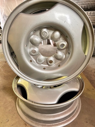 お値下げ！
希少！！新品！未使用！加工鉄チンホイールセット！12インチ！