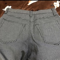 メンズ　セシール　裏起毛　スラックス　パンツ　白黒　チェックの画像