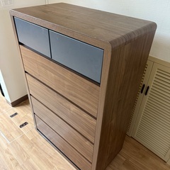 大53 ニトリ 5段チェスト ブラウン グレー NITORIの画像