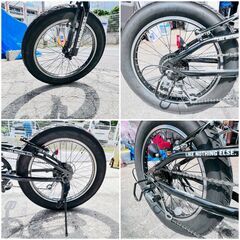 【❗️✨アウトドアに最適✨❗️】HUMMER ハマー 折りたたみ FATBIKE 20インチ 6段変速 ブラック✨簡易清掃済み❗️の画像