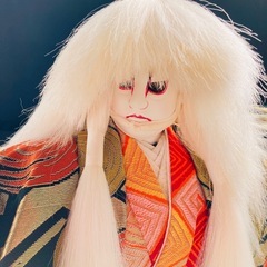日本人形　鏡獅子　歌舞伎　西茂都寿好 作　ガラスケース付の画像