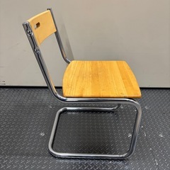 椅子　チェア　パイプ椅子　木製座面の画像