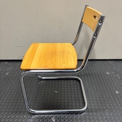 椅子　チェア　パイプ椅子　木製座面の画像