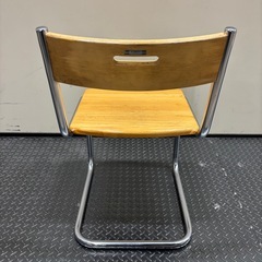 椅子　チェア　パイプ椅子　木製座面の画像