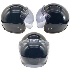 バイク ヘルメット ブラック 風防 シールド付きの画像
