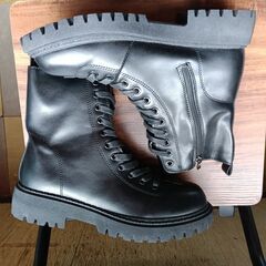 新品 24.5cm レディース ブーツ ブラック 厚底 シューズ 普段着 の画像