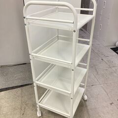 中古　美品　4段パンチングワゴン　キッチンワゴン　スチールワゴン　ワゴン　スリムワゴン　軽量　キャスター付　4段　ホワイト　W405×D320×H975　一宮市　江南市　稲沢市　名古屋　岐阜　各務ヶ原　岐南町　羽島　三重　グッドプライス一宮の画像