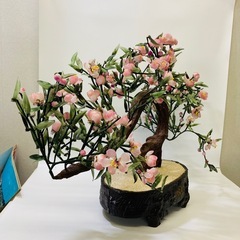 盆栽　梅の花　装飾用造花　ガラス製　オブジェ　梅盆の画像