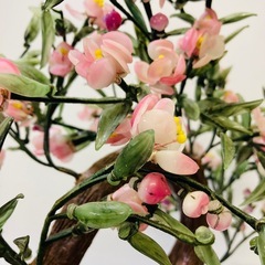 盆栽　梅の花　装飾用造花　ガラス製　オブジェ　梅盆の画像