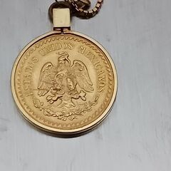 K21.6 K18 メキシコ ペソ 金貨 ネックレス 総重量4.8g チェーン長さ38cmの画像