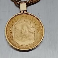 K21.6 K18 メキシコ ペソ 金貨 ネックレス 総重量4.8g チェーン長さ38cmの画像