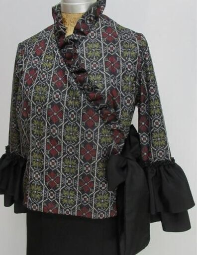 花菱文 【着物リメイク】正絹大島　かっちりカシュクール　フリルトップス　ブラウス