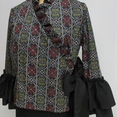 花菱文 【着物リメイク】正絹大島 かっちりカシュクール フリルト...