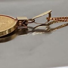 K21.6 K18 メキシコ ペソ 金貨 ネックレス 総重量4.8g チェーン長さ38cmの画像