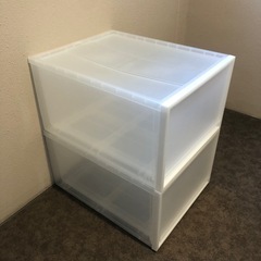 美品　2個セット　無印良品　ポリプロピレン　クローゼットケース　　大 約幅４４×奥行５５×高さ３０ｃｍの画像