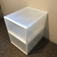 美品　2個セット　無印良品　ポリプロピレン　クローゼットケース　　大 約幅４４×奥行５５×高さ３０ｃｍの画像