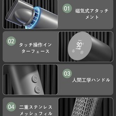 ドライヤー マイナスイオン 高速ドライヤー 大風量 速乾  LEDディスプレイ 温度調節 静電気防止 PSE認証済み グレーの画像
