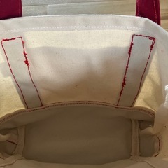 訳あり 帆布ミニトートバッグ 生成り×ワインレッド ハンドメイド1017新品未使用の画像
