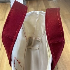 訳あり 帆布ミニトートバッグ 生成り×ワインレッド ハンドメイド1017新品未使用の画像