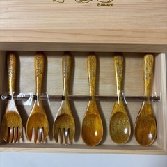 たべっ子どうぶつ　カトラリーセット　木製　ギンビスの画像