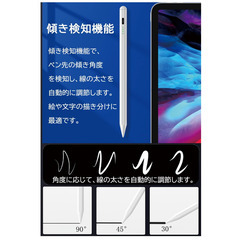 ✏️【新品未使用】htrahy タッチペン iPad ペン Type-C急速充電 傾き感知/磁気吸着/誤作動防止機能 残量表示付き 超高感度スタイラスペン 2018〜2025年iPad対応 軽量 極細ペン先 メモ・作画・デザイン・ゲーム用 (W-PJ04 ホワイト)の画像